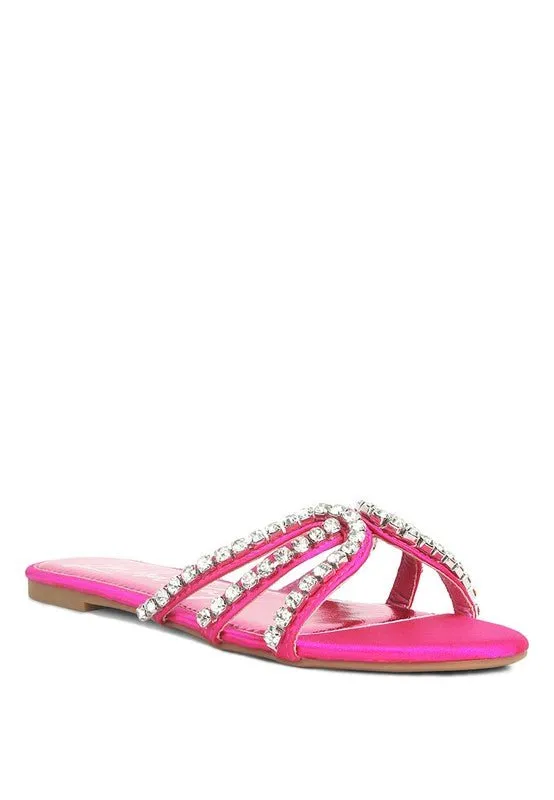 London Rag Mezzie Dimante Strap Flat Sandals