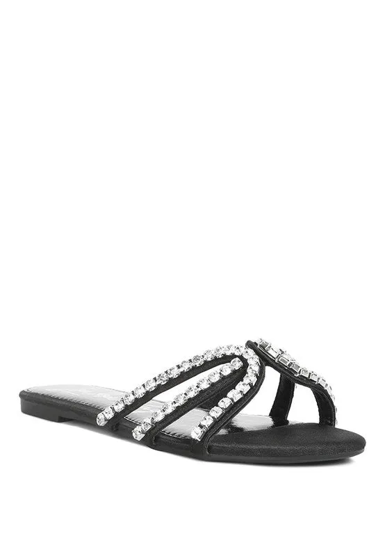 London Rag Mezzie Dimante Strap Flat Sandals