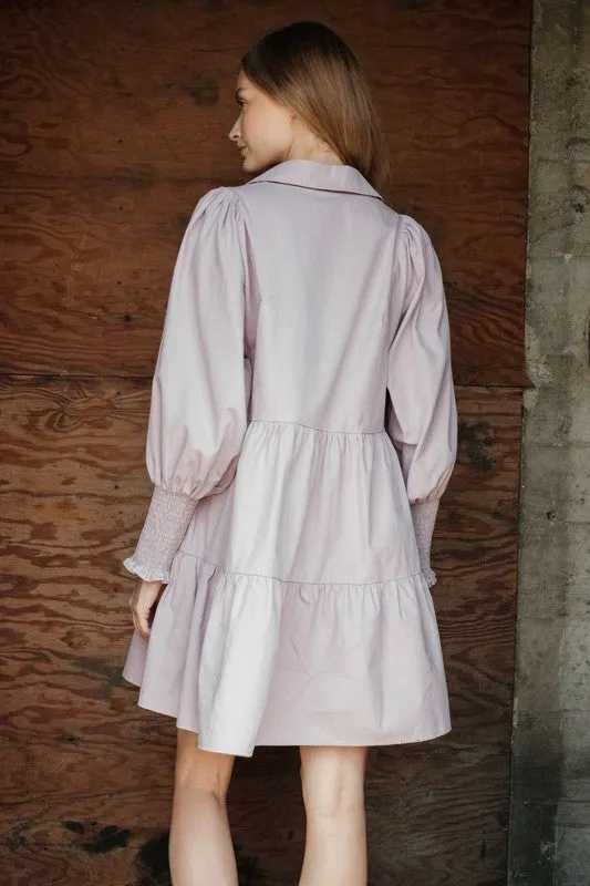 Long Sleeve Baby Doll Dress (Mauve)