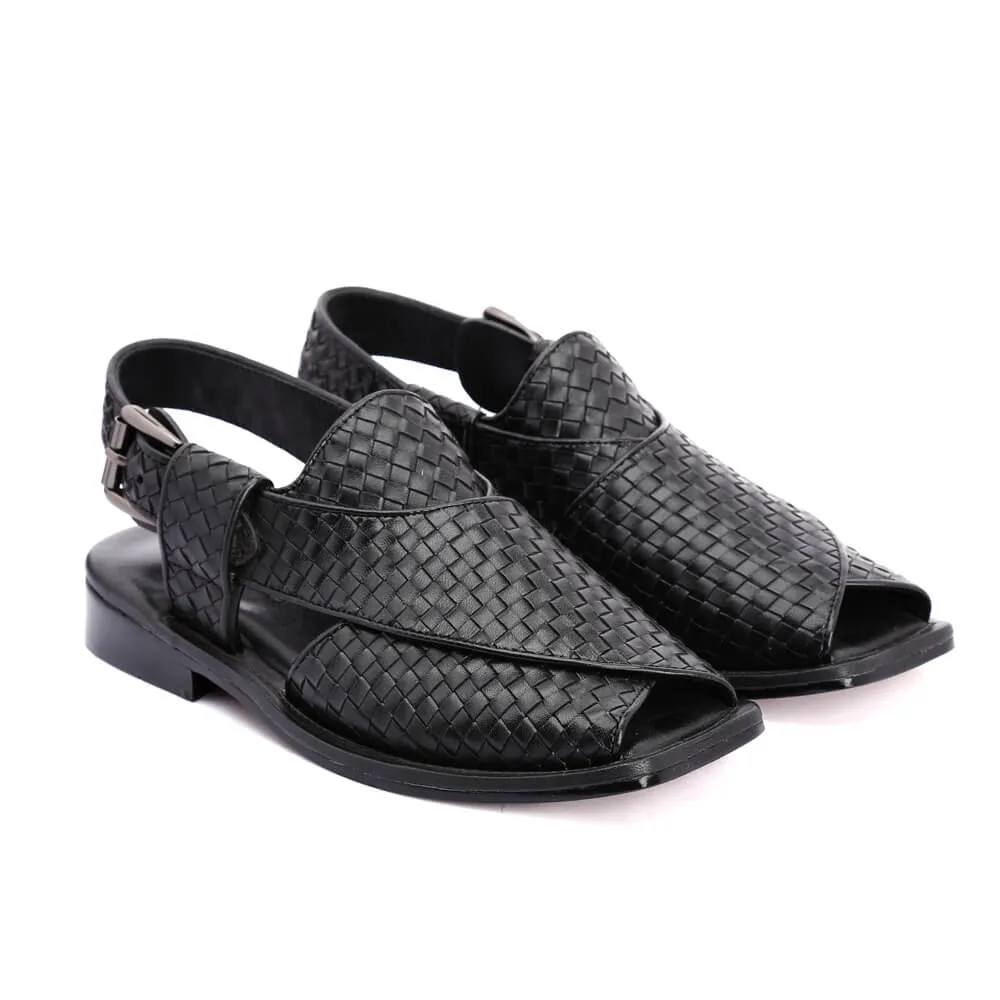 Lucas Handmade Leather Peshawari Chappal Sandals For Men Checkered Leather