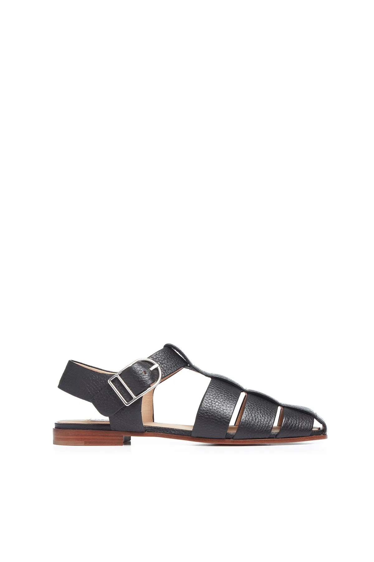 Lynn Sandal in Black Textured Leather