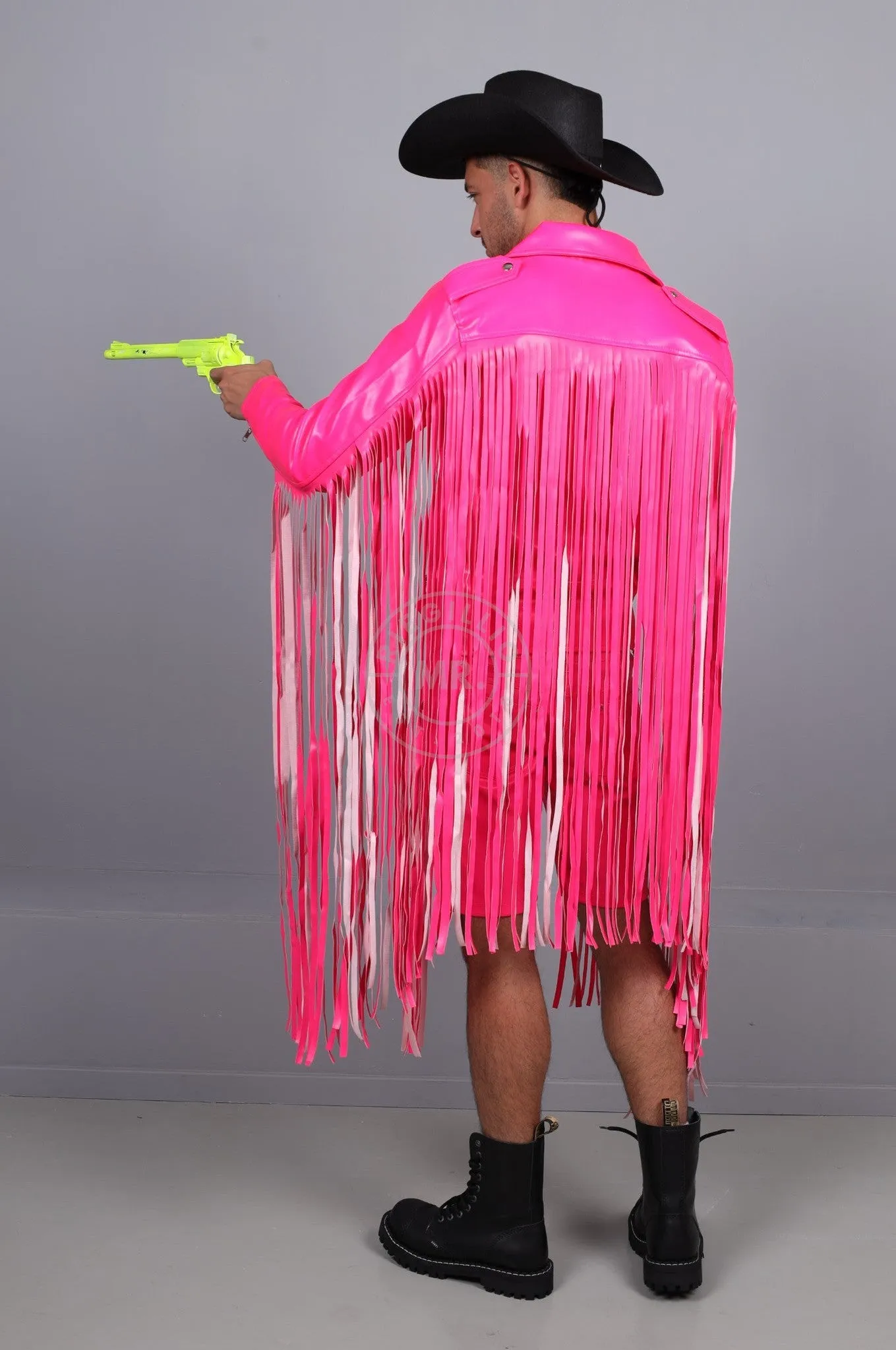 MR. Fringe Biker Jacket - Neon Pink