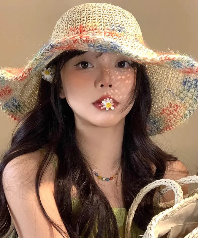 New Vacation Straw Woven Hollowed Out Large Brim Sun Hat RS003