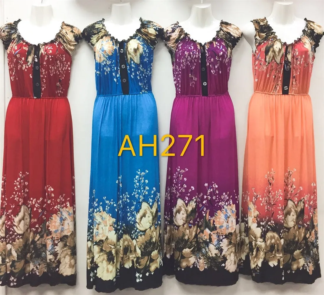 NYC Wholesale Fashion Long Maxi Flower Dresses Summer Sundresses, AH271