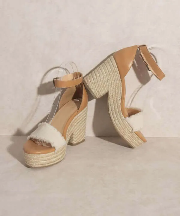 OASIS SOCIETY Riley - Tan Brown Espadrille Platform Sandals