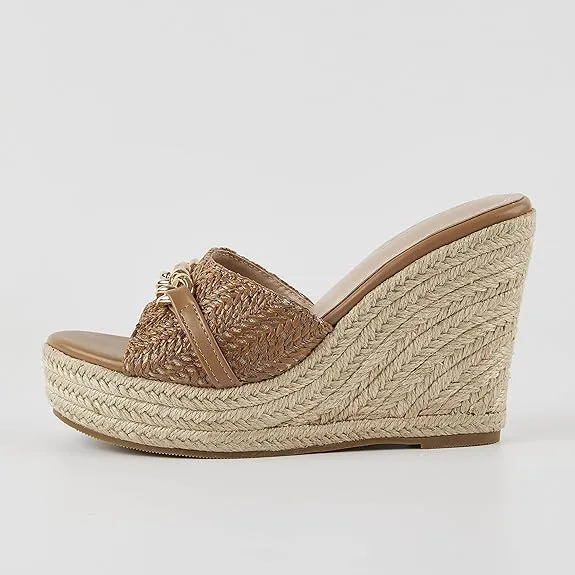 Platform Chain Apricot Open Toe Espadrille Wedge Sandals