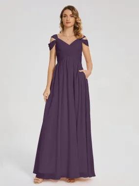 Plum Bridesmaids Charlee Flowy Split Chiffon Bridesmaid Dresses