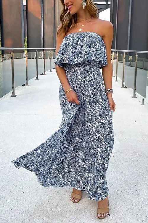 Print Off Shoulder Maxi Dress