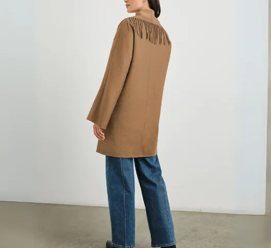 Rails - Hugo Double Face Double Breasted Fringe Coat in Camel