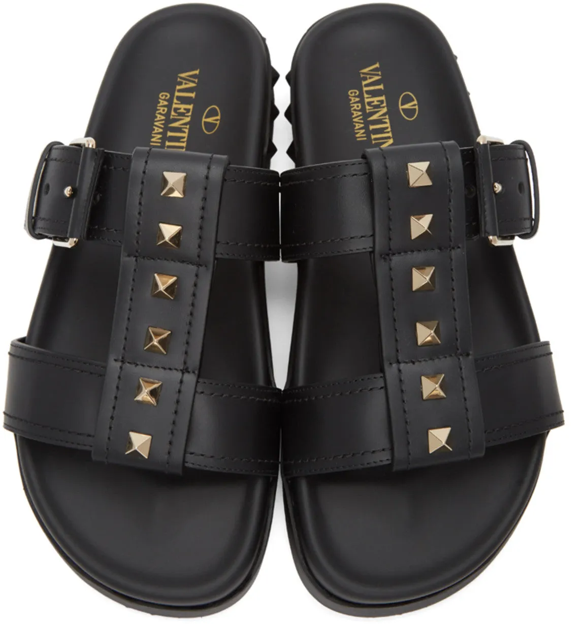 Rockstud Flat Base Slide, Black