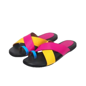 Rossana Funky Leather Flat Sandals