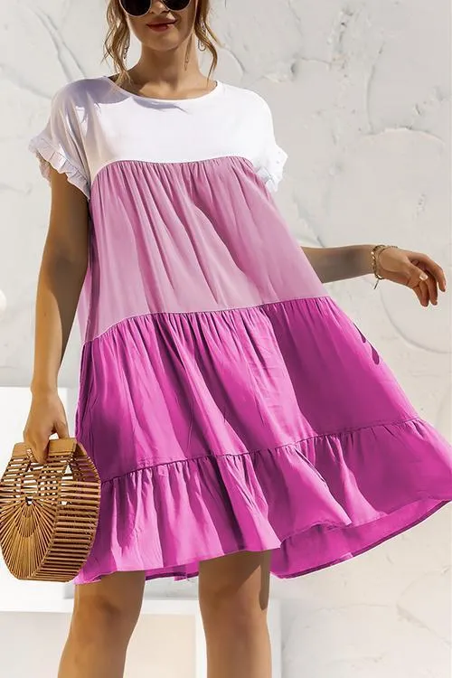 Ruffles Color Block Mini Dress