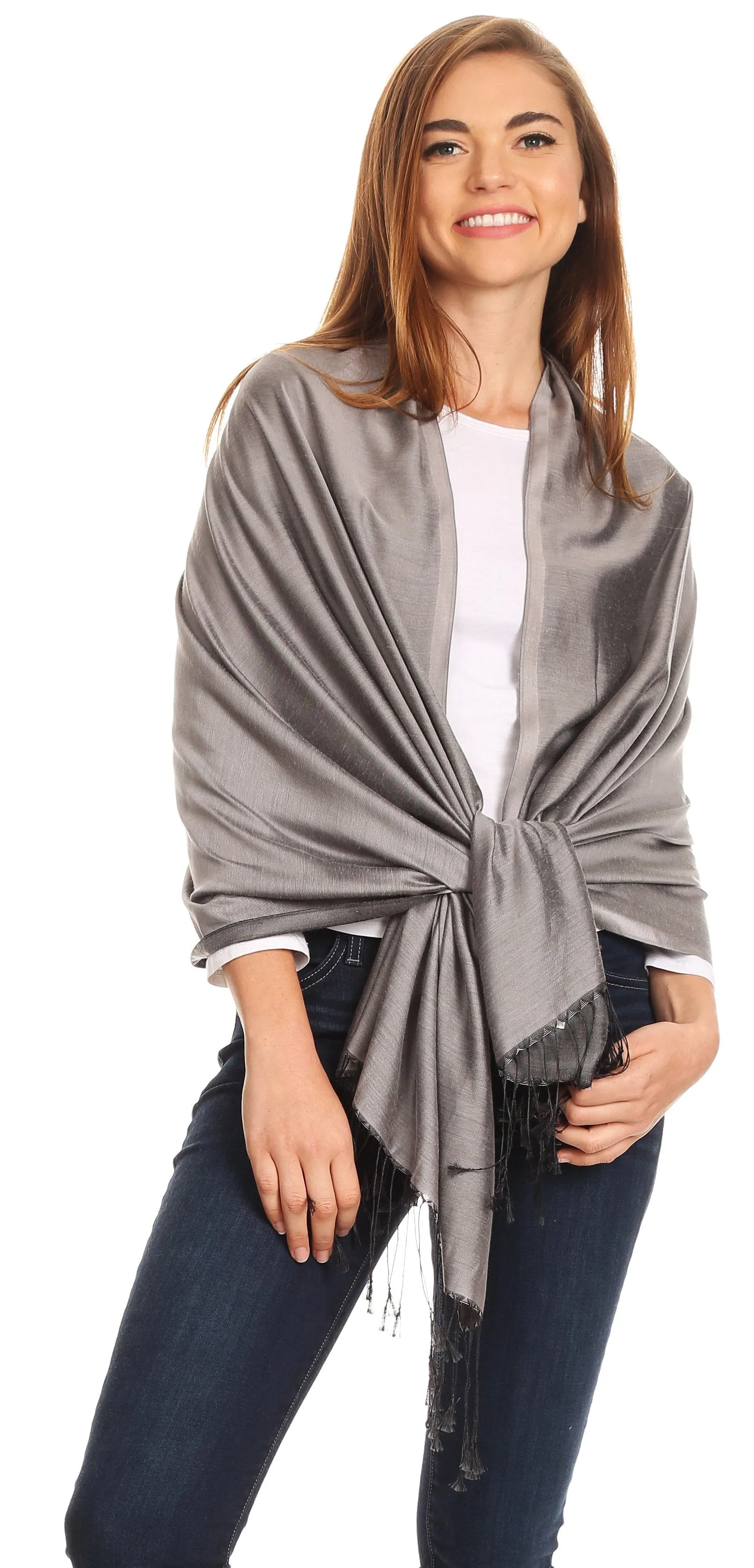 Sakkas Carine Reversible Soft Solid Slight Shimmer Pashmina/ Shawl/ Wrap/ Stole