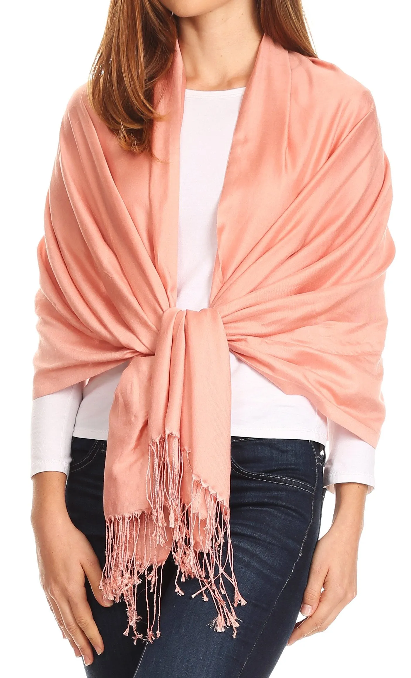 Sakkas Carine Reversible Soft Solid Slight Shimmer Pashmina/ Shawl/ Wrap/ Stole