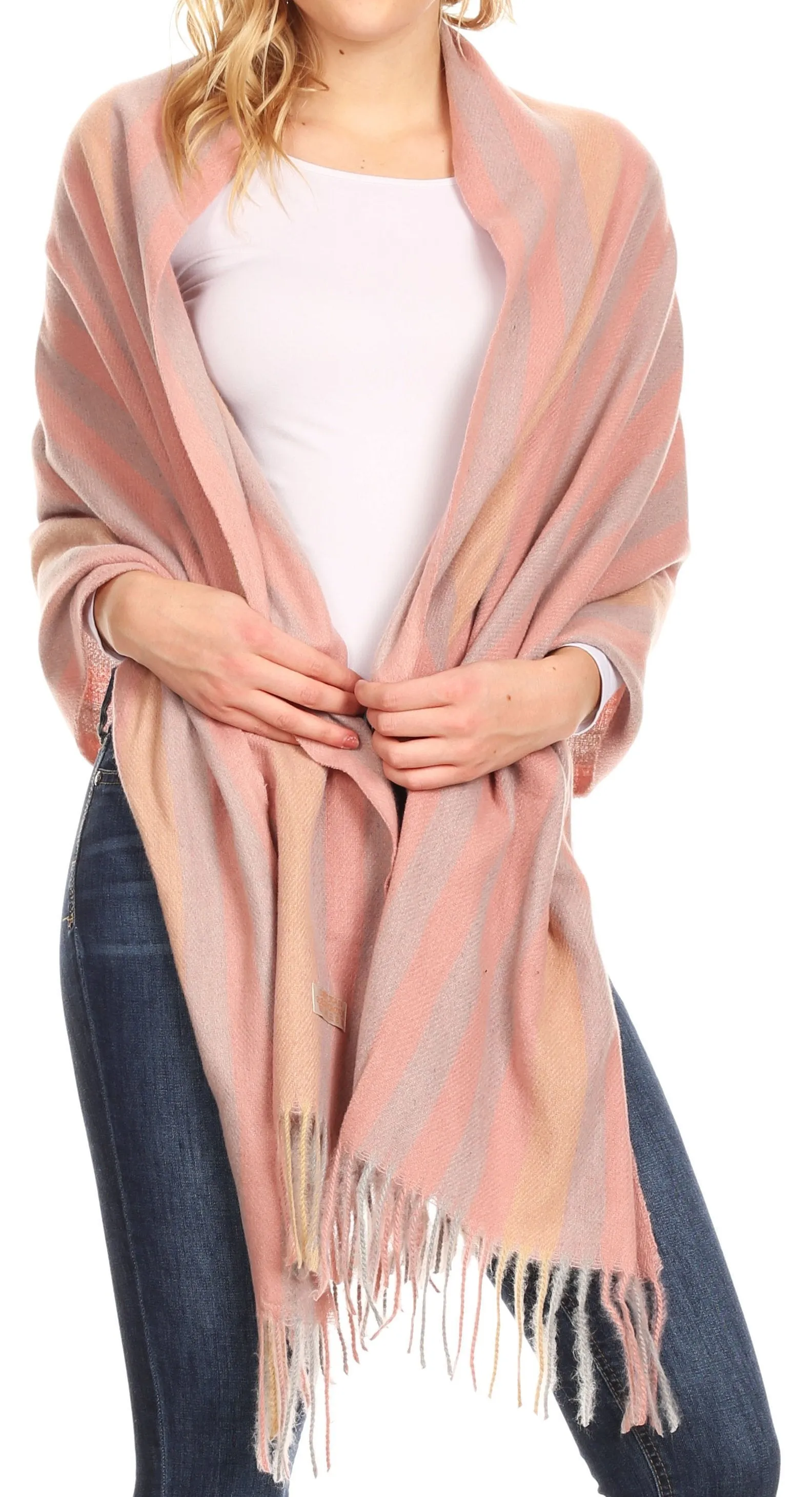 Sakkas Iris Warm Super Soft Cashmere Feel Pashmina Shawl  / Scarf with Fringes