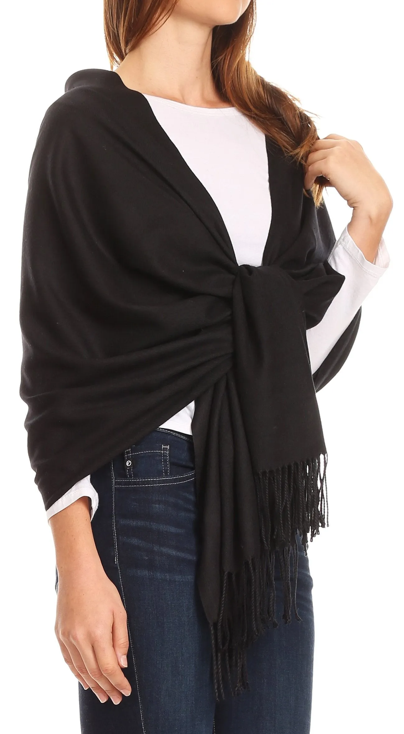 Sakkas Iris Warm Super Soft Cashmere Feel Pashmina Shawl  / Scarf with Fringes