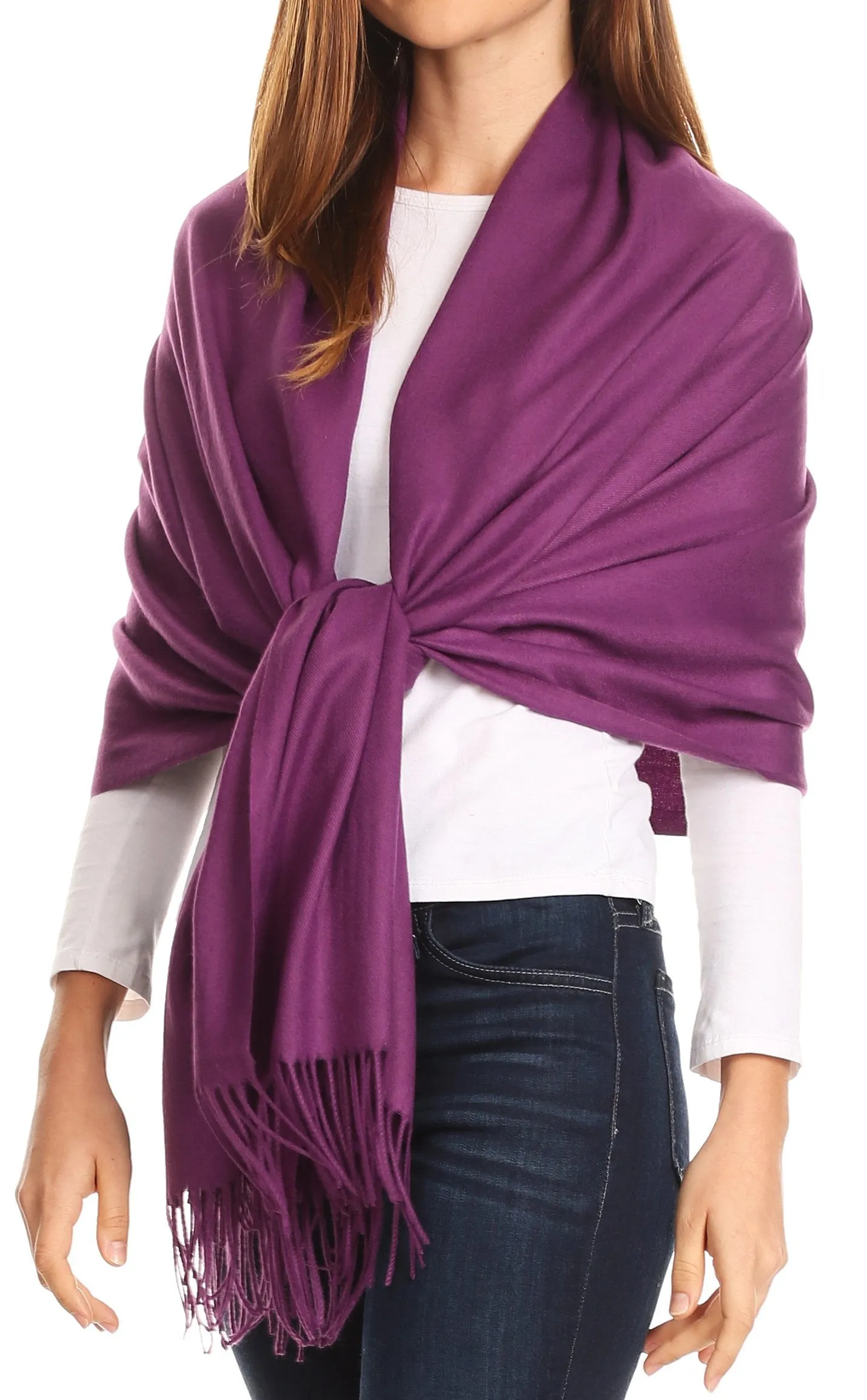 Sakkas Iris Warm Super Soft Cashmere Feel Pashmina Shawl  / Scarf with Fringes