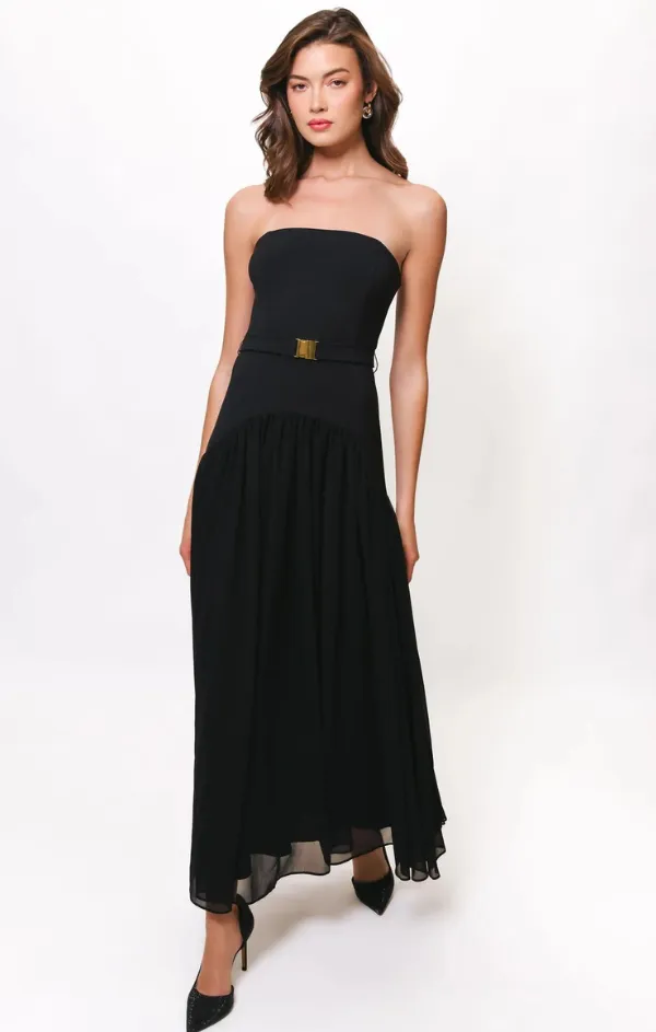 Strapless Drop Waist Combo Maxi