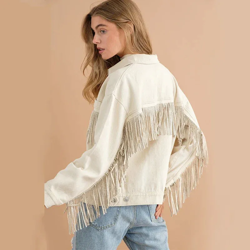 Streetwear Vintage Long Sleeve Outerwear Fringe White Coat