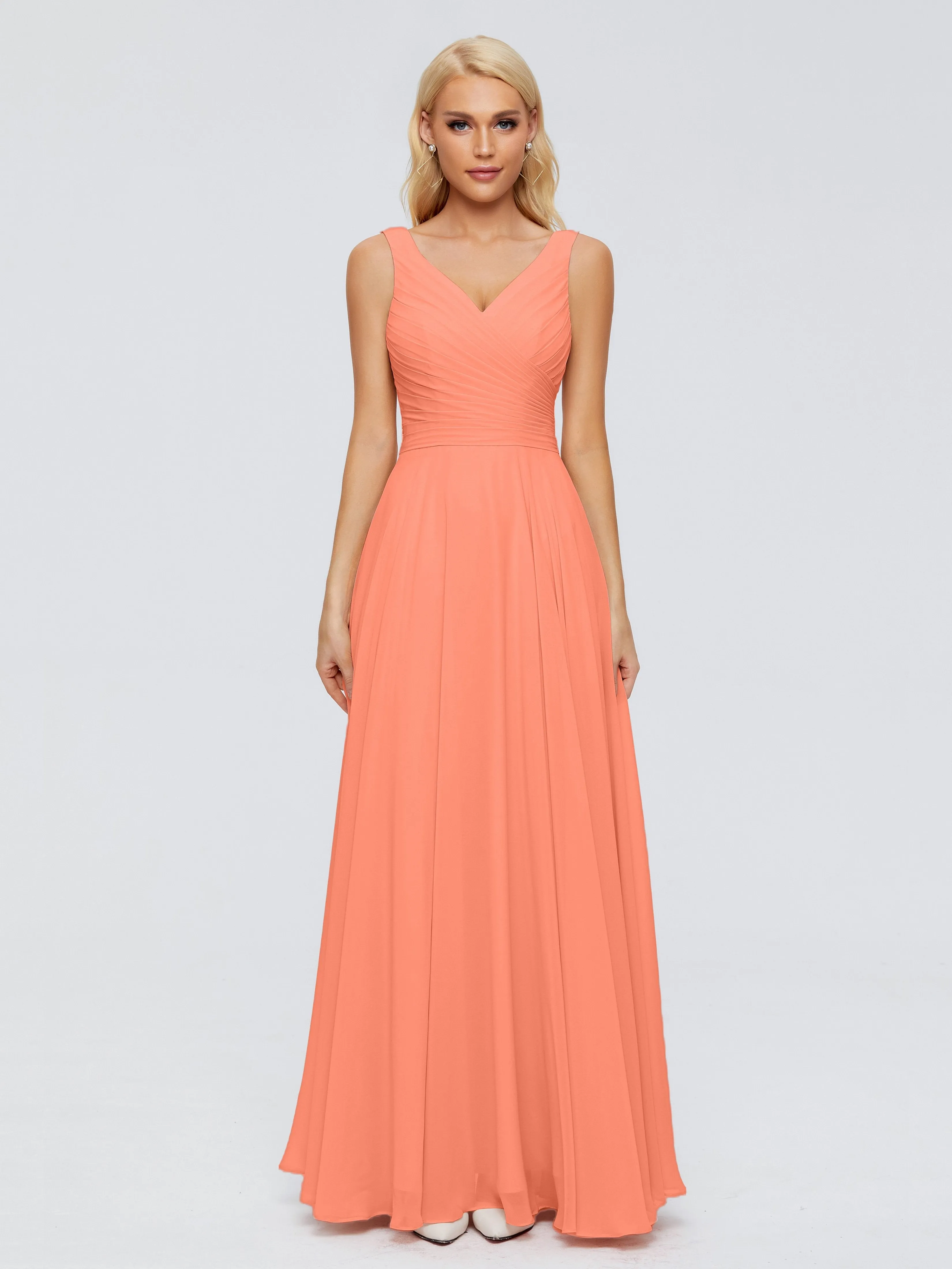 Sunset Orange Bridesmaid Dress Ryleigh Flowy Chiffon Bridesmaid Dresses With Bow