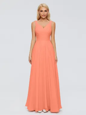 Sunset Orange Bridesmaid Dress Ryleigh Flowy Chiffon Bridesmaid Dresses With Bow