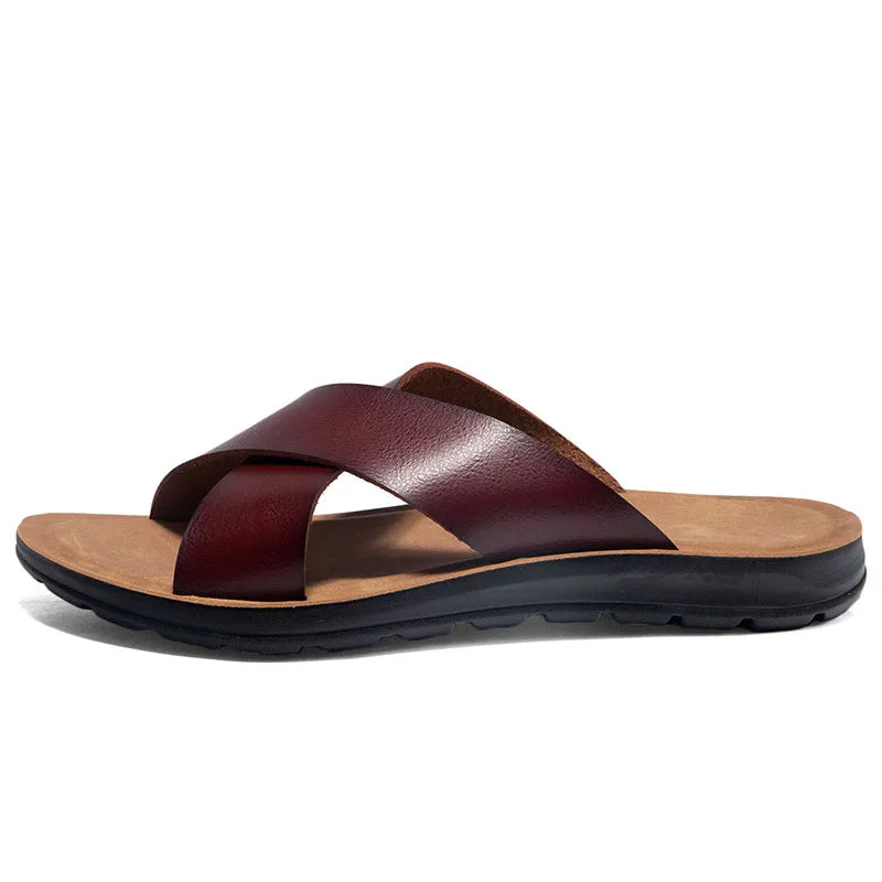 T-Buckle Sandals Men Faux Leather