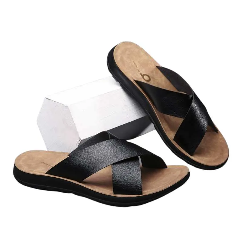 T-Buckle Sandals Men Faux Leather